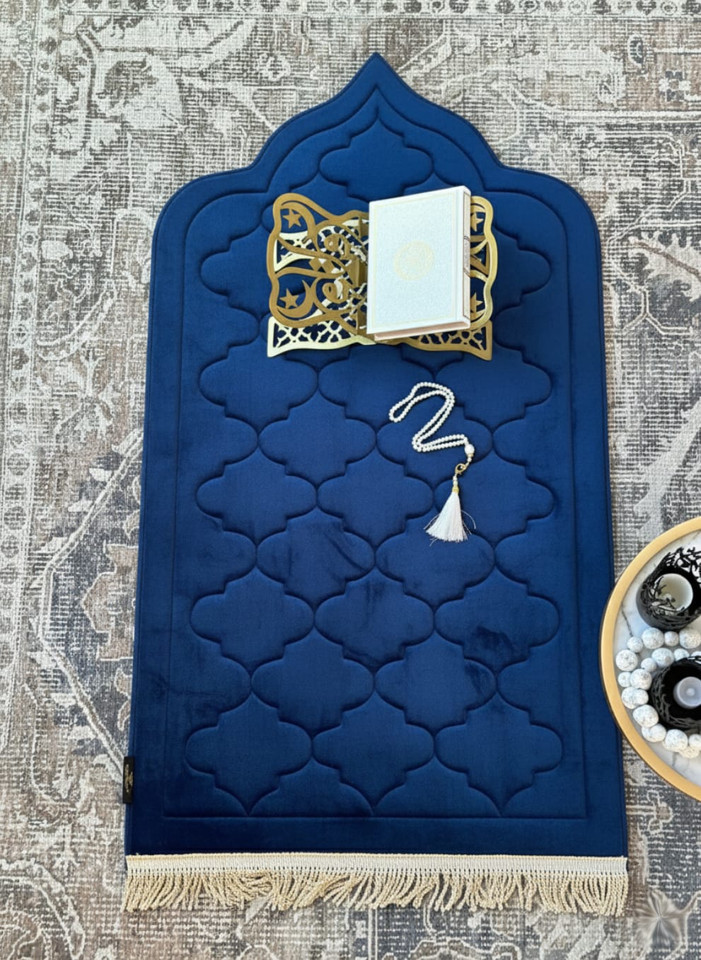 Kids Luxury Padded Anti Slip Moroccan Prayer Mat – Soft Islamic Rug with Carrying Case