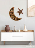 Wooden Crescent Moon Wall Shelf Star